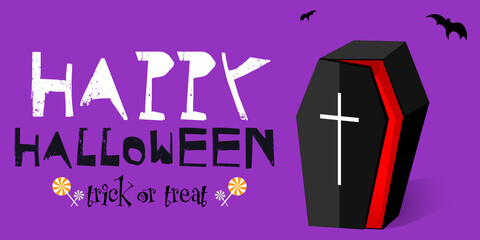 Halloween banner. Trick of Treat. Poster, greeting card for concept design, vector illustration.