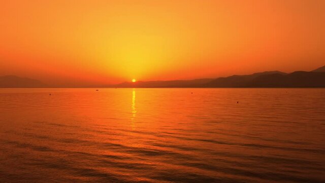Sunset at Greek Island of Evia, drone video, Location Kavos
