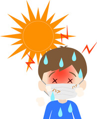 熱中症のマスクをする男性の挿絵