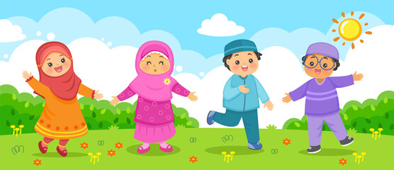 Happy Kids in Garden