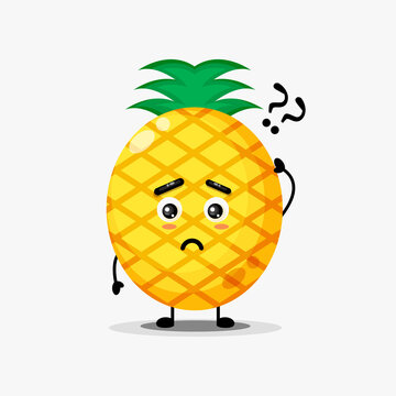 Cute pineapple character confused