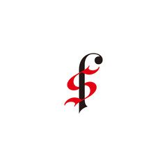 letter sr simple red flame symbol decoration vector