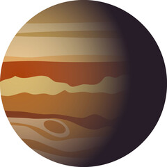 Jupiter planet with dark shadow vector icon