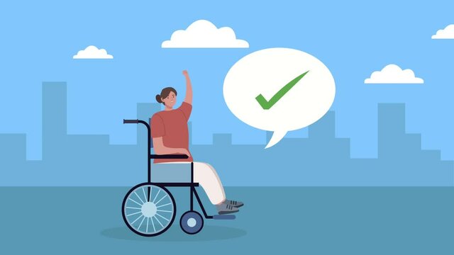 disabled person in wheelchair protesting on the city