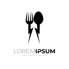 Symbol spoon and fork design combination, thunder logo