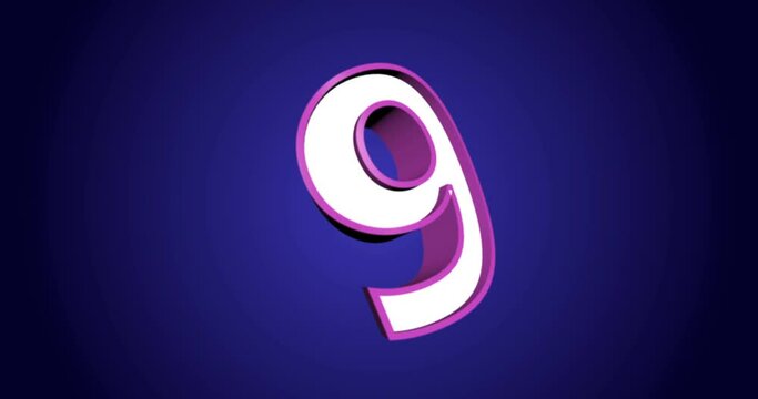 Countdown Clock from 10 to 0 - 3d animation effect