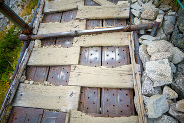 長野県上松町、木曽町、宮田村の木曽駒ヶ岳や千畳敷カールを登山している風景 Scenery of climbing Kiso Komagatake and Senjojiki Cirque in Uematsu Town, Kiso Town and Miyata Village, Nagano Prefecture.