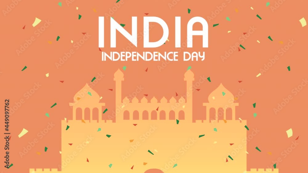 Wall mural india independence day lettering with mosque