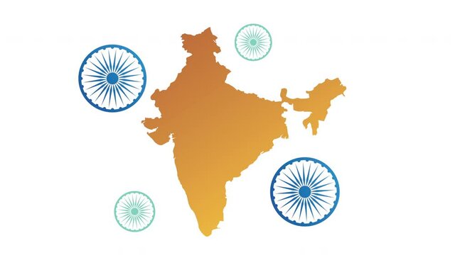 india independence day celebration with map and ashoka chakras