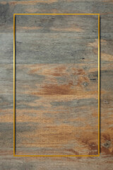 Gold frame on grunge wooden background vector