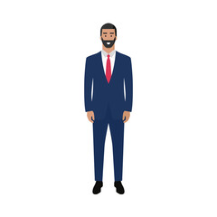 Fototapeta premium Hombre de pie completo con traje formal. Persona. Concepto de empresario, abogado, ingeniero, político. Ilustración vectorial