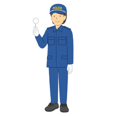 警察官の女性　：　特殊服　：　鑑識活動