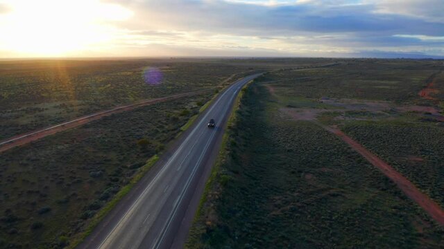 Aerial View Of Stuart Highway In The Northern Territory Of South Australia. 