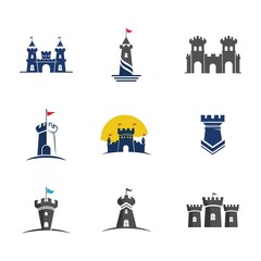 Castle building vector illustration icon Template