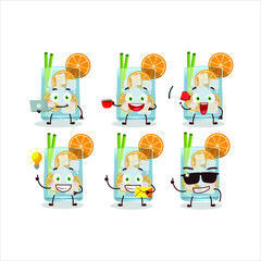 Caipirinha cartoon character with various types of business emoticons. Vector illustration