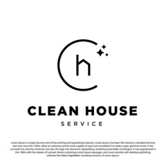Creative clean house logo. Simple minimalist logo with letter C and house minimal vector outline style for cleaning service or other business