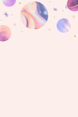 Colorful galaxy watercolor doodle on pastel background vector