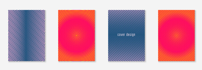 Gradient cover template with line geometric elements and shapes.