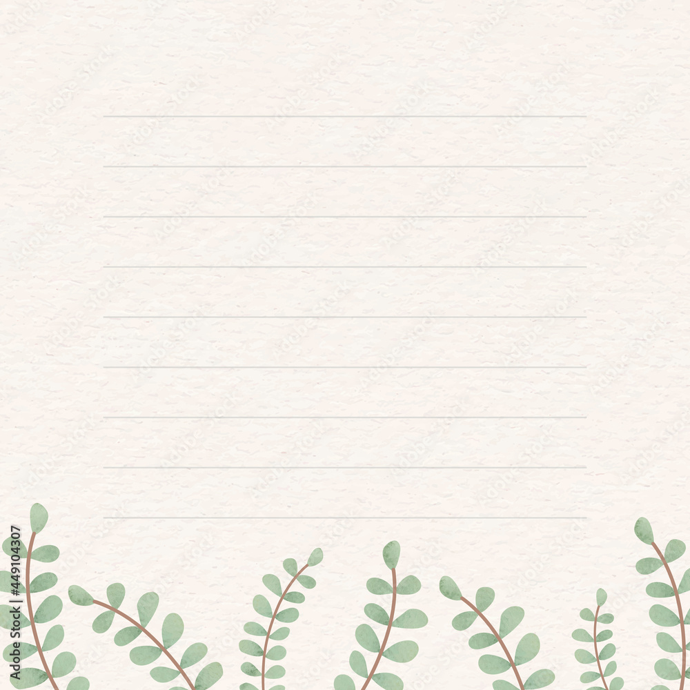 Wall mural leafy patterned note background vector