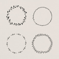 Black leafy frame set vector