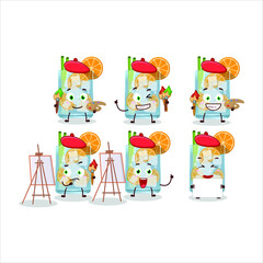 Artistic Artist of caipirinha cartoon character painting with a brush. Vector illustration
