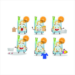 A Rich caipirinha mascot design style going shopping. Vector illustration