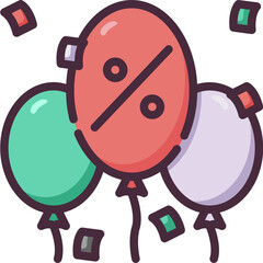 balloons line icon