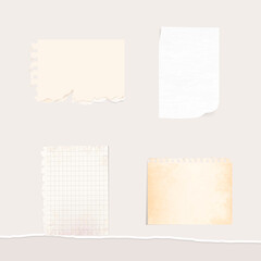 White paper note collection social ads template vector