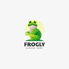 Vector Logo Illustration Frog Gradient Colorful Style.