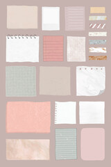 Blank reminder paper notes vector set