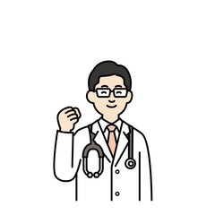 Fototapeta premium 線画の医者と看護師のイラストまとめ