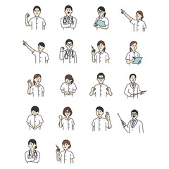 線画の医者と看護師のイラストまとめ