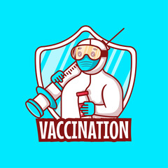 Cute Cartoon Vector Illustrations Vaccination campaign. Medicine and Vaccination Icon Concept