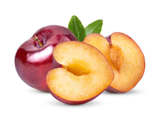 red cherry plum isolated on white