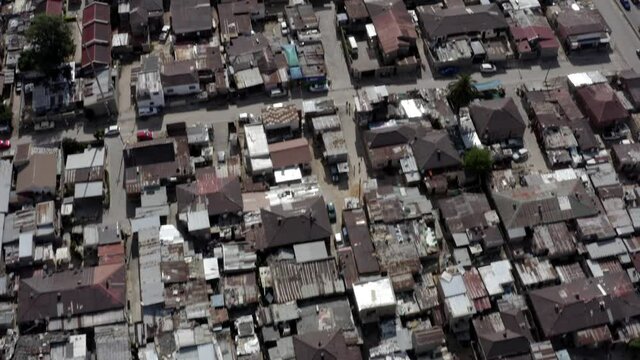Arial shot of a bar on the edge of Alexandra, a township in Johannesburg,  South Africa. It is located next to the wealthy suburb of Sandton. It is known as Alex or Gomora among locals.