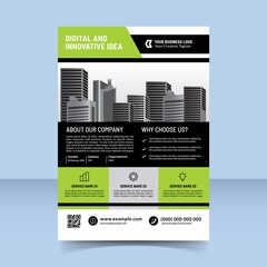 green modern flyer template design digital and innovative idea