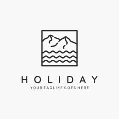 Holiday line art minimalist logo vector illustration design. mountain logo concept