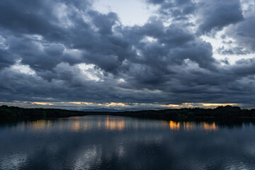 Cloudy Weather with Sunrise | Horizon lake | The Shadow Of The Clouds On The Water | Brighter Colours | No People  Japan lake