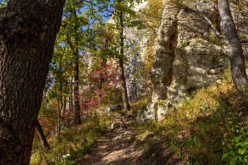 Autumn nature walks through the mountain canyon.