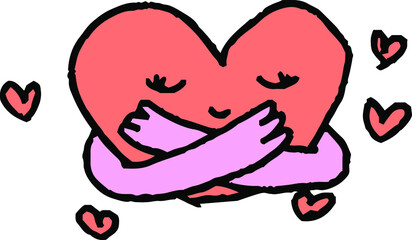 子供が描いたかわいいハート人間 