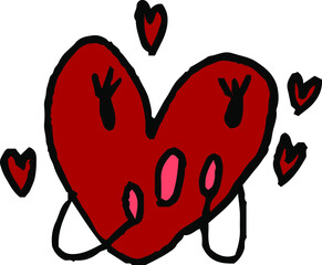 子供が描いたかわいいハート人間 