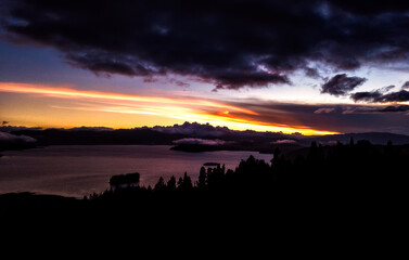 sunset over the lake