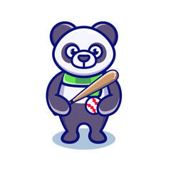 cute panda playing baseball