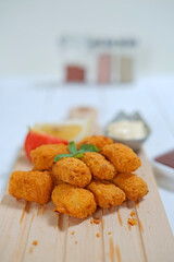 Fried fish nugget and sauce
