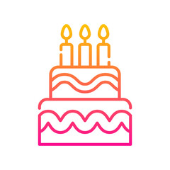 Birthday cake vector gradient icon style illustration. EPS 10 File