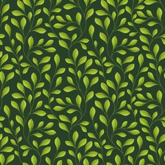 Abstract Botanical seamless Pattern Set with green and blue leaves
