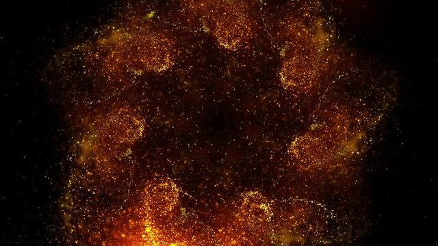 beautiful animation of multi colored flying flickering particles scattered on a black background 4k 1000fps	