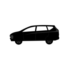 Art & Illustration silhouette, family car car flat on white background