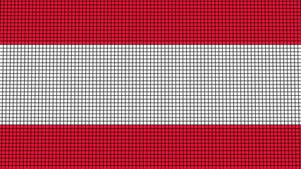 Austria Flag animated in pixel grid style technology background