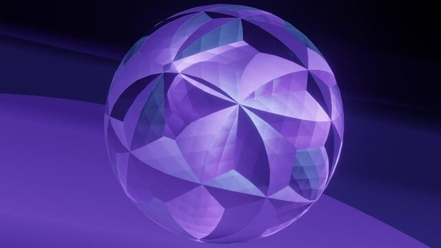 3D faceted glass vector ball seamless loop, evolving modern and futuristic vertices 3d animation